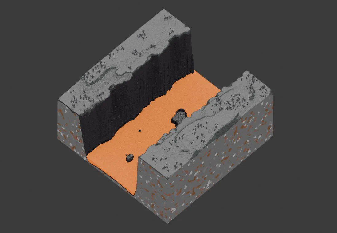 Custom Lava River and Cliffs map