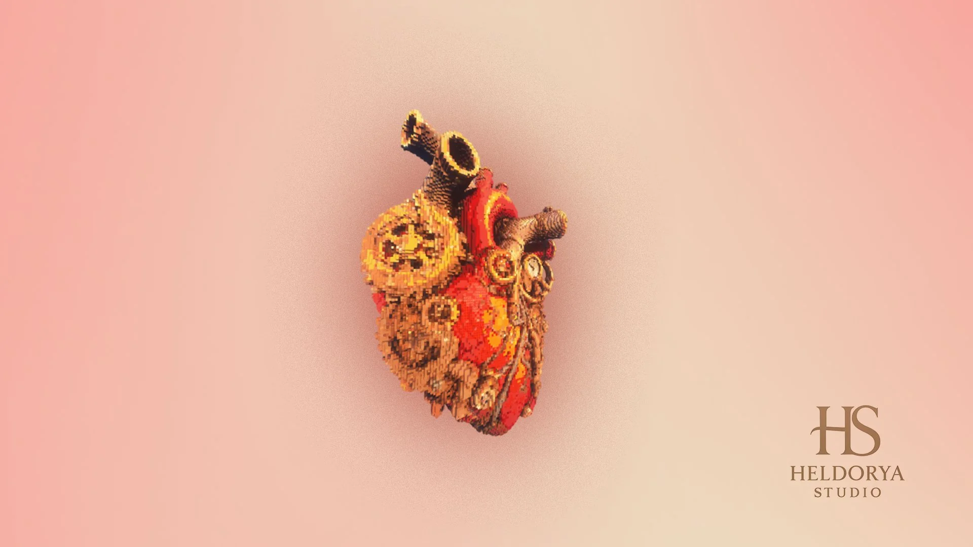 Realistic Heart With Gears - Statue